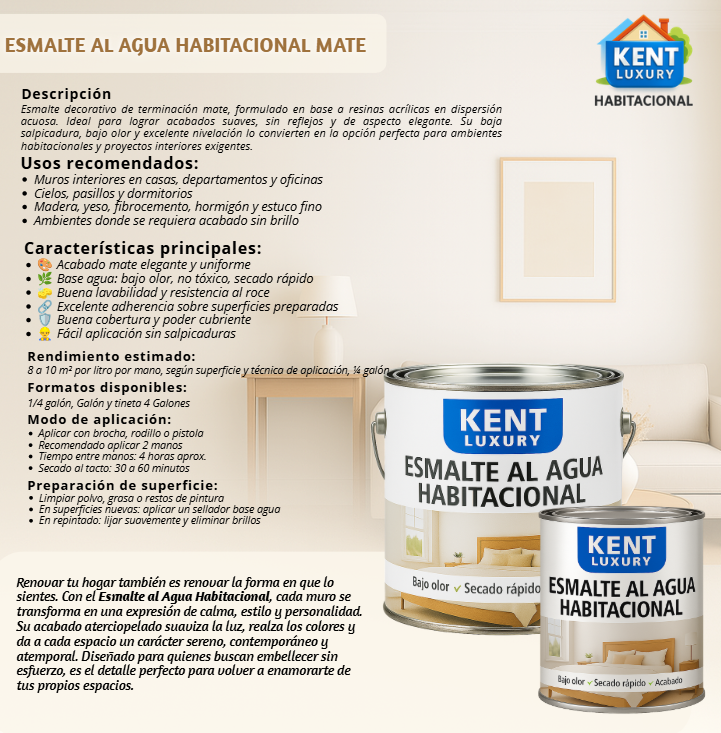 Esmalte al agua habitacional mate - Imagen 3