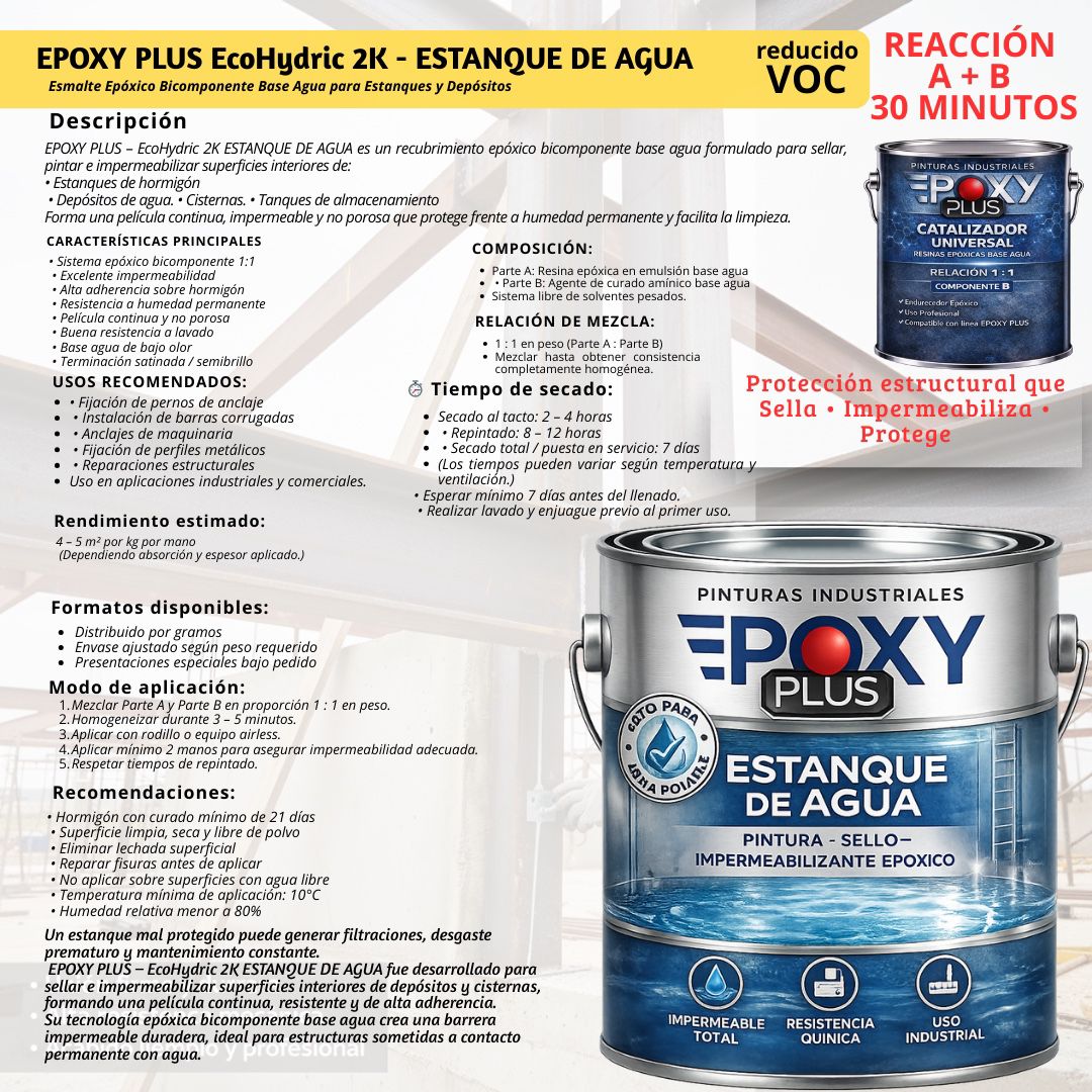 ESTANQUE DE AGUA - EPOXY PLUS EcoHydric 2K - Imagen 3