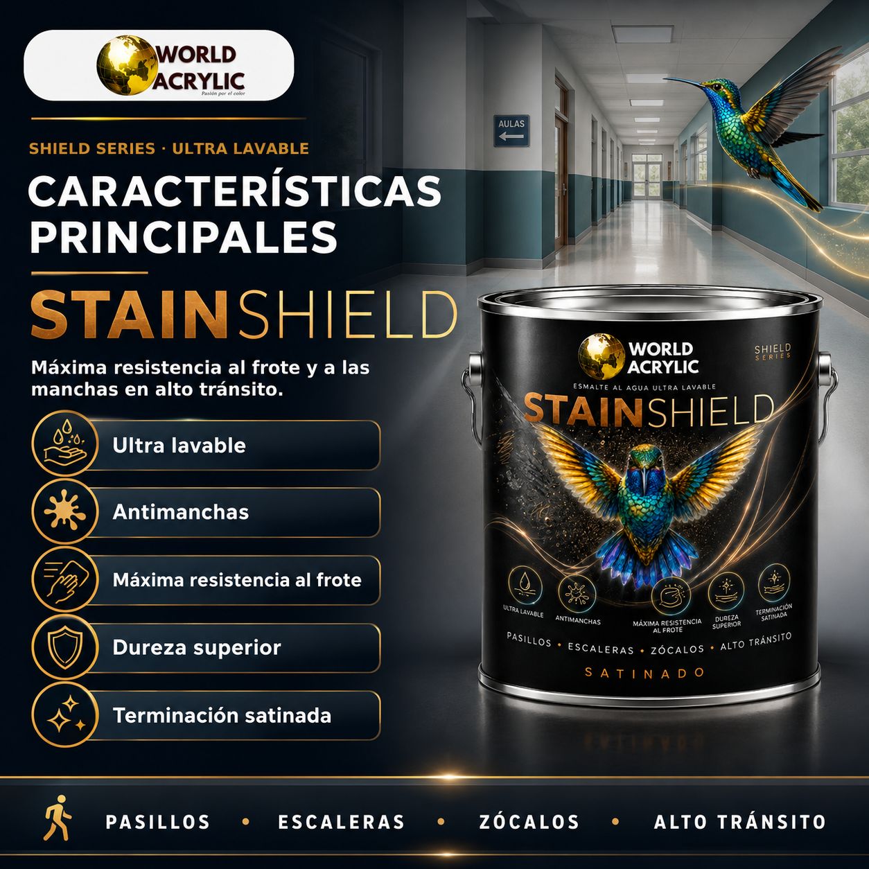 ESMALTE AL AGUA STAINSHIELD ULTRA LAVABLE, ANTIMANCHAS, MΓXIMA RESISTENCIA AL FROTE - Imagen 2