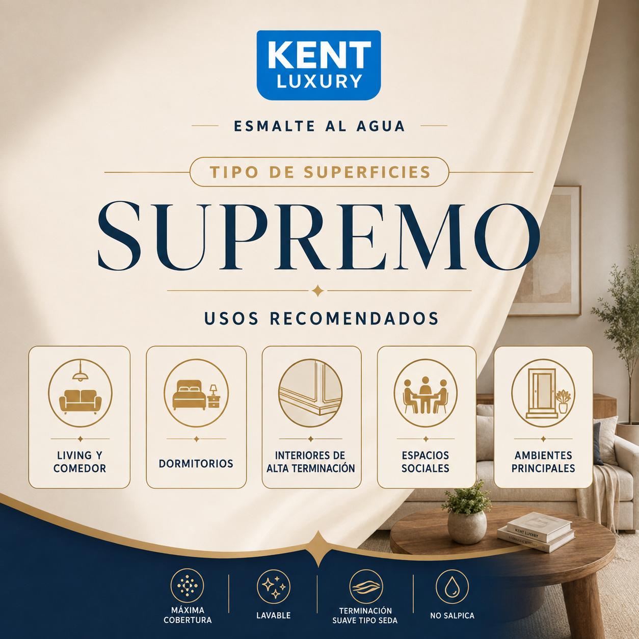 ESMALTE AL AGUA SUPREMO MÁXIMA COBERTURA, LAVABLE - Imagen 3