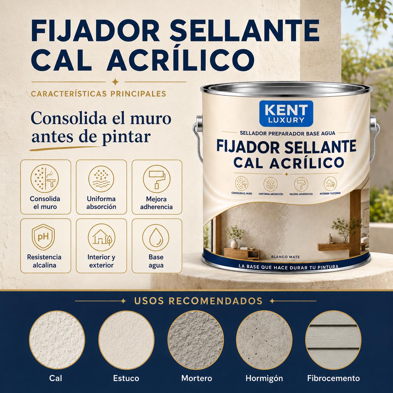FIJADOR SELLANTE CAL ACRÍLICO, KENT LUXURY - Imagen 2