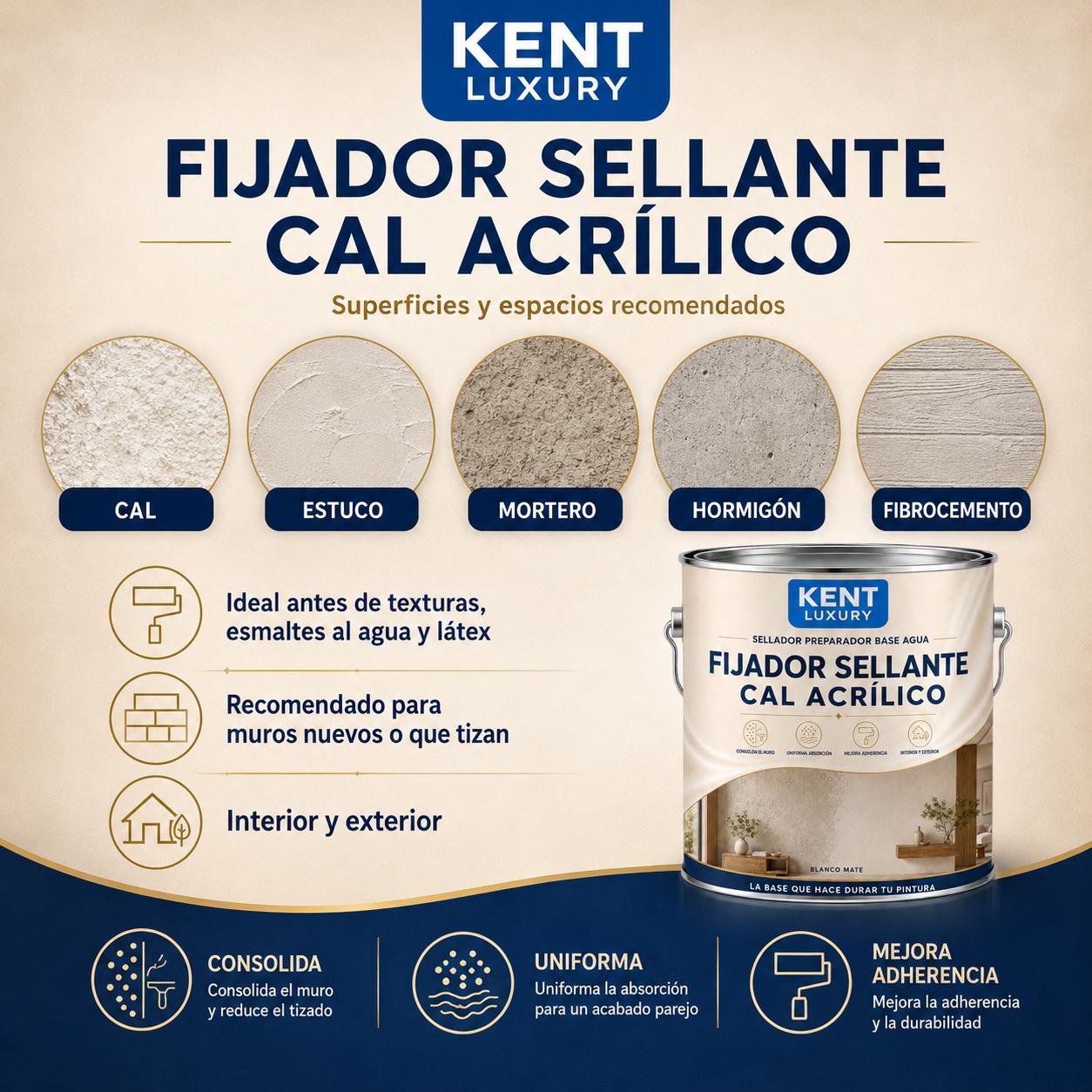 FIJADOR SELLANTE CAL ACRÍLICO, KENT LUXURY - Imagen 4