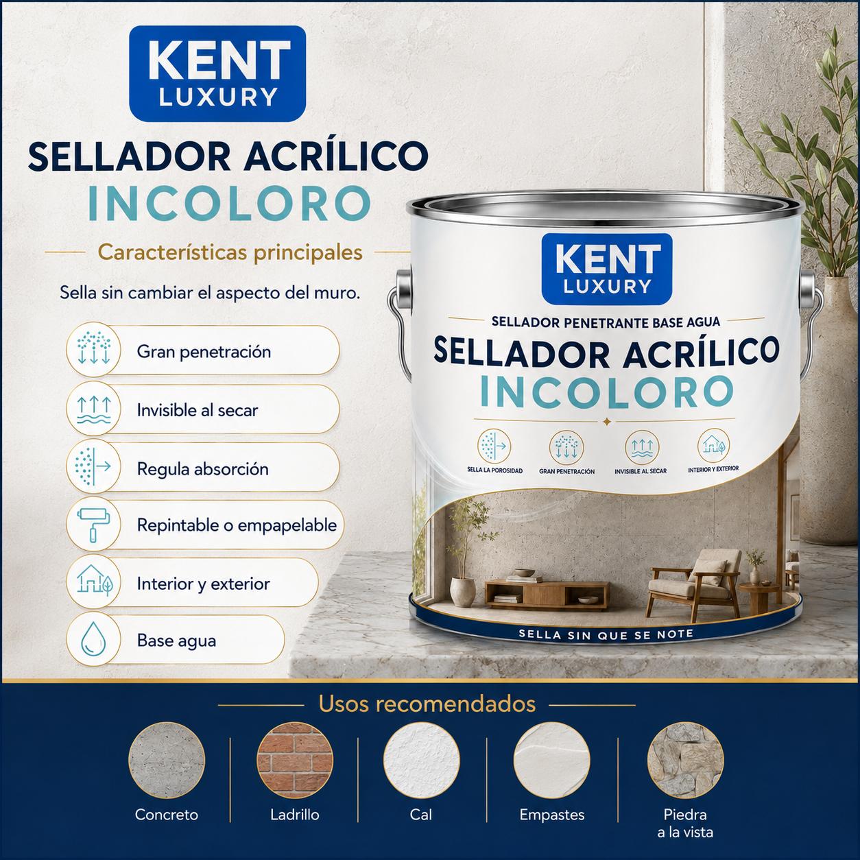 SELLADOR ACRÍLICO INCOLORO, KENT LUXURY - Imagen 2