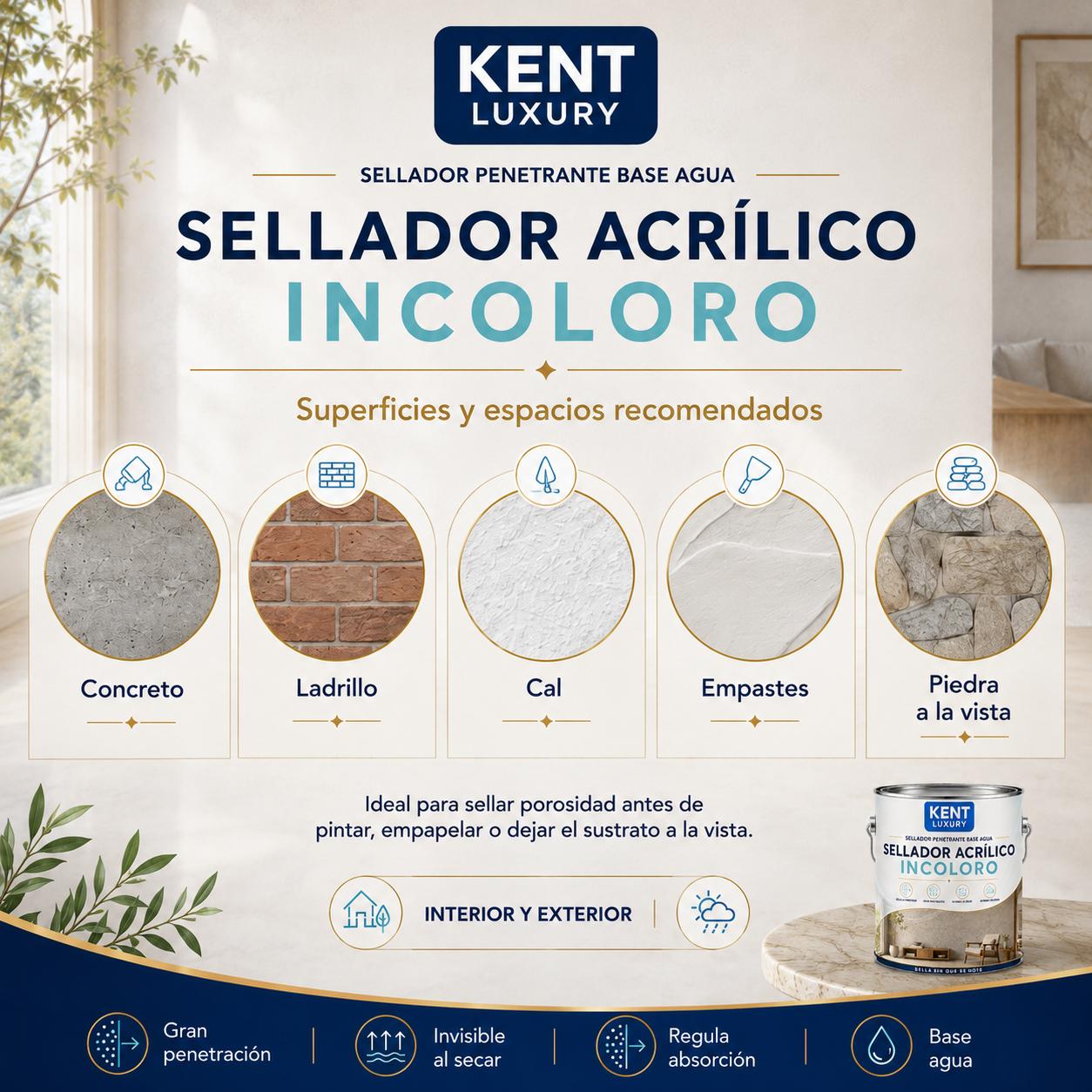SELLADOR ACRÍLICO INCOLORO, KENT LUXURY - Imagen 3