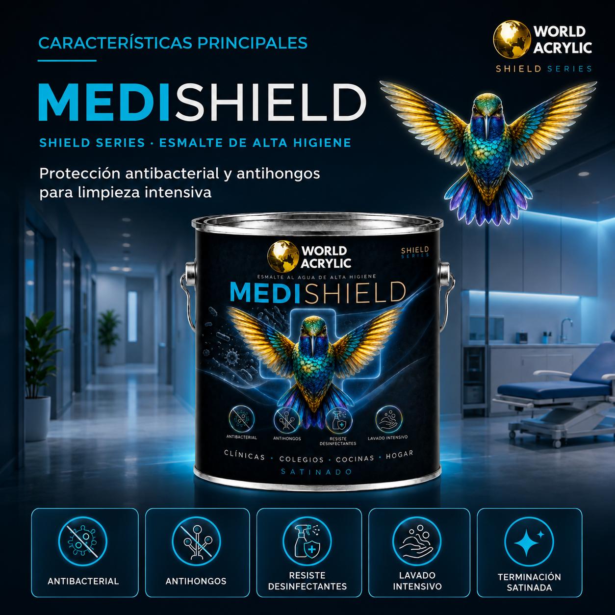 ESMALTE AL AGUA MEDISHIELD ANTIBACTERIAL • APLICACION CON HONGOS • RESISTE DESINFECTANTES • LAVADO INTENSIVO - Imagen 3
