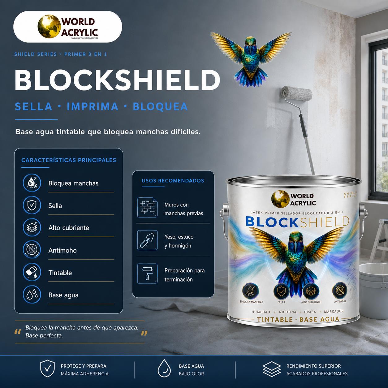 LΓTEX BLOCKSHIELD, PRIMER BLOQUEADOR 3 EN 1 ANTIMANCHAS - Imagen 5