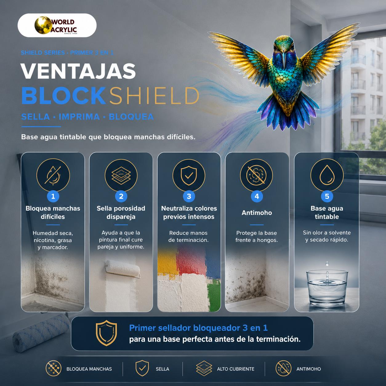 LΓTEX BLOCKSHIELD, PRIMER BLOQUEADOR 3 EN 1 ANTIMANCHAS - Imagen 4