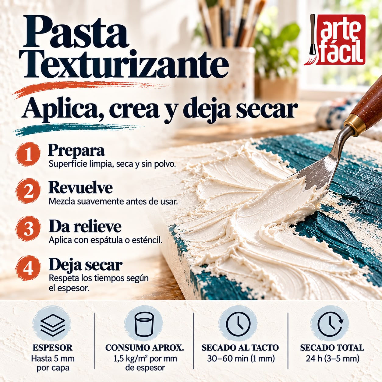 Pasta texturizante, relieve acrílico - Imagen 4